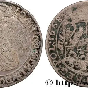 LITUANIE ET POLOGNE - JEAN CASIMIR II 18 Groszy (Groschen) Jean II Casimir Vasa 1668 Cracovie fwo_865728 Monde Livraison Gratuite