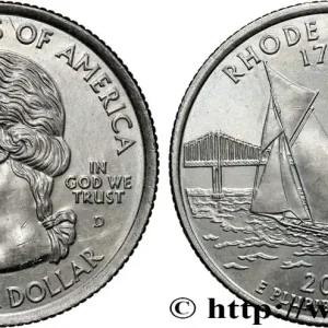 ÉTATS-UNIS D'AMÉRIQUE 1/4 Dollar Rhode Island : "The Ocean state" Narragansett Bay et le pont de Pell 2001 Denver fwo_865872 Monde Artisanat
