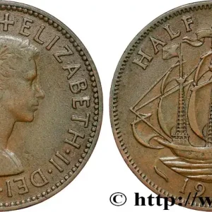 ROYAUME-UNI 1/2 Penny Élisabeth II 1955 Londres fwo_865997 Monde Super Prix