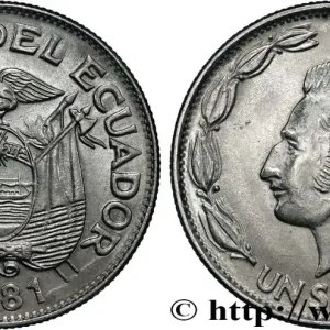 ÉQUATEUR 1 Sucre emblème / Général Sucre 1981 Vereinigte Deutsche Metallwerke fwo_868080 Monde Prix Choc