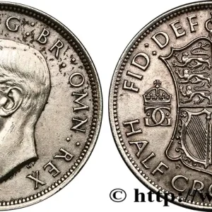 Certifié ROYAUME-UNI 1/2 Crown Georges VI 1945 fwo_383918 Monde