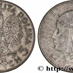 Premium POLOGNE 5 Zlotych Reine Jadwiga 1934 Varsovie fwo_777252 Monde
