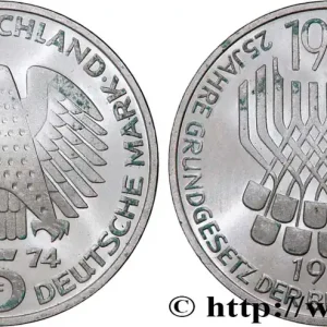 Garantie Incluse ALLEMAGNE 5 Mark Proof 25e anniversaire de la République Fédérale 1974 Stuttgart fwo_854532 Monde