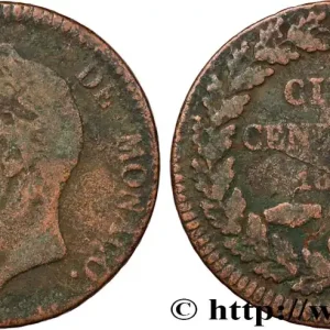 Offre Limitée MONACO 5 Centimes Honoré V petite tête en cuivre rouge 1837 Monaco fwo_857026 Monde