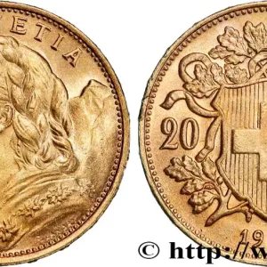 Achat Immédiat OR, PALLADIUM ET PLATINE INVESTISSEMENT 20 Francs "Vreneli" 1922 Berne fwo_867691 Monde