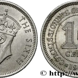 MALAISIE 10 Cents Commission Monétaire de Malaisie Georges VI 1948 Londres fwo_868282 Monde Offre Exclusive
