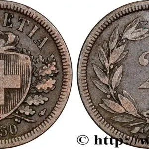 Fait Main SUISSE 2 Centimes (Rappen) croix suisse 1850 Paris fwo_815748 Monde
