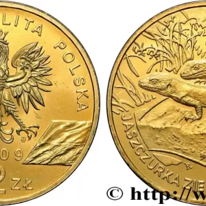 Marque POLOGNE 2 Zlote le lézard vert d’Europe (Lacerta viridis) 2009 Varsovie fwo_824684 Monde