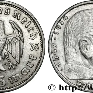 Populaire ALLEMAGNE 5 Reichsmark Maréchal Paul von Hindenburg 1935 Berlin fwo_850988 Monde