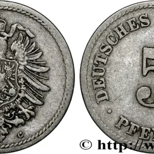 Vente Directe ALLEMAGNE 5 Pfennig aigle impérial 1875 Francfort sur le Main fwo_854813 Monde