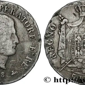 ITALIE - ROYAUME D'ITALIE - NAPOLÉON Ier 5 Lire 1808 Milan fwo_856520 Monde Original