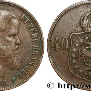Bon Plan BRÉSIL 40 Réis Empereur Pierre II 1875 fwo_858713 Monde