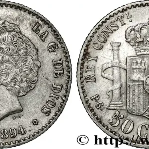 Seulement Aujourd’hui ESPAGNE 50 Centimos Alphonse XIII 2e type 1894 Madrid fwo_862010 Monde