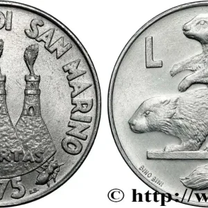 Retour Gratuit SAINT-MARIN 10 Lire 3 tours / deux marmottes 1975 Rome fwo_864650 Monde