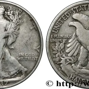 Garantie Incluse ÉTATS-UNIS D'AMÉRIQUE 1/2 Dollar Walking Liberty 1937 San Francisco - S fwo_866761 Monde