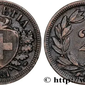 Vente Directe SUISSE 2 Centimes (Rappen) croix suisse 1851 Paris fwo_815811 Monde