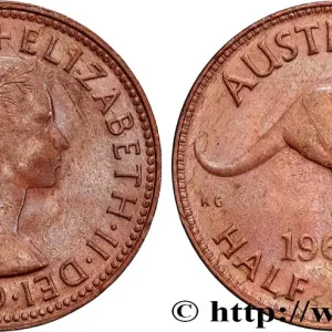 Authentique AUSTRALIE 1/2 Penny Élisabeth II 1964 Perth fwo_828323 Monde