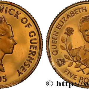 Remise GUERNESEY 5 Pounds la reine-mère Élisabeth 1995 fwo_829500 Monde