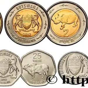 BOTSWANA Série de 7 monnaies 5-50 Thebe 1-5 Pula 2013 fwo_845951 Monde Livraison Mondiale