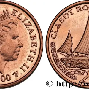 Solde ÎLE DE MAN 2 Pence Elisabeth II / ancien voilier de pêche 2000 fwo_849975 Monde