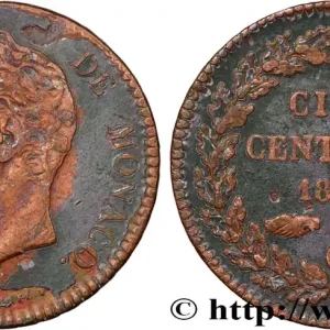 MONACO 5 Centimes Honoré V petite tête en cuivre rouge 1837 Monaco fwo_857009 Monde Offre Du Jour