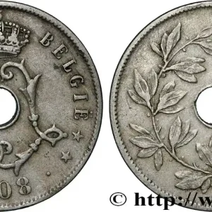 Super Prix BELGIQUE 25 Centiemen (Centimes) Léopold II 1908 fwo_858250 Monde