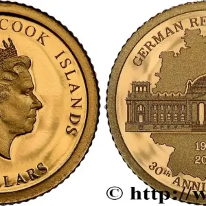 Solde ÎLES COOK 5 Dollar Proof 30e anniversaire de la réunification allemande 2020 fwo_860387 Monde