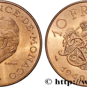 MONACO 10 Francs 25e anniversaire du règne de Rainier III 1974 Paris fwo_870406 Monde Offre Du Jour