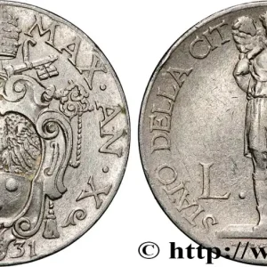 VATICAN ET ÉTATS PONTIFICAUX 2 Lire armes du Vatican, pontificat de Pie XI an X 1931 fwo_871028 Monde Vente Flash