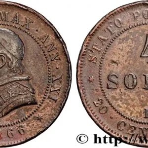 Retour Gratuit ITALIE - ÉTATS DU PAPE - PIE IX (Jean-Marie Mastai Ferretti) 4 Soldi (20 Centesimi) an XXI 1866 Rome fwo_871209 Monde