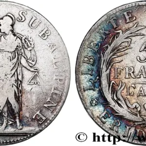 Prix Cassé ITALIE - GAULE SUBALPINE 5 Francs an 9 1801 Turin fwo_703134 Monde