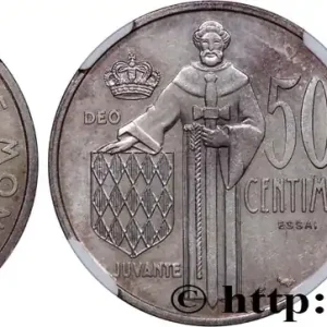 MONACO - PRINCIPAUTÉ DE MONACO - RAINIER III Essai de 50 Centimes argent 1962 Paris fwo_748543 Monde Super Prix