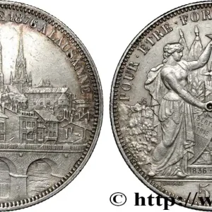SUISSE 5 Francs, monnaie de Tir, Lausanne 1876 fwo_850195 Monde Certifié