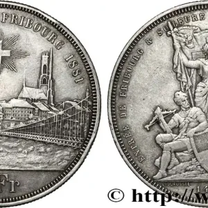 Livraison Mondiale SUISSE 5 Francs, monnaie de Tir, Fribourg 1881 fwo_852141 Monde