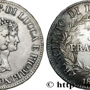 ITALIE - PRINCIPAUTÉ DE LUCQUES ET PIOMBINO - FÉLIX BACCIOCHI et ÉLISA BONAPARTE 5 Franchi - Moyens bustes 1805 Florence fwo_859181 Monde Dernière Chance