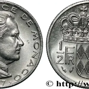 Nouvelle Collection MONACO 1/2 Franc Rainier III 1977 Paris fwo_870133 Monde