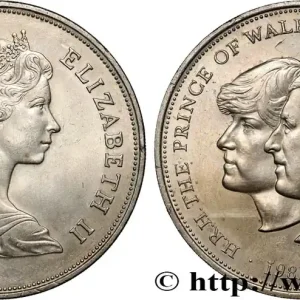 Quantité Limitée ROYAUME-UNI 25 New Pence (1 Crown) mariage du Prince de Galles et de Lady Diana Spencer 1981 fwo_830156 Monde