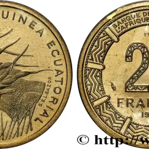 GUINÉE ÉQUATORIALE Essai de 25 Francos BEAC antilopes 1985 Paris fwo_845739 Monde Livraison Express