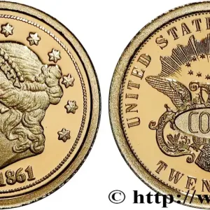 ÉTATS-UNIS D'AMÉRIQUE Réplique miniature en or 20 Dollars (1861) fwo_868379 Monde Quantité Limitée