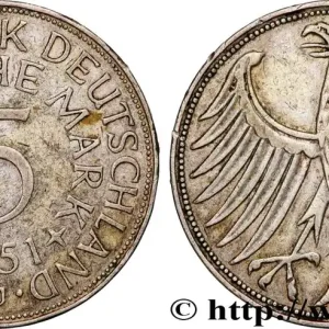 ALLEMAGNE 5 Mark aigle 1951 Hambourg fwo_957231 Monde Premium