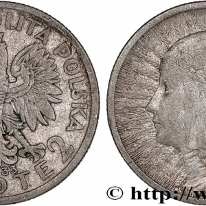 POLOGNE 2 Zlote reine Jadwiga 1933 Varsovie fwo_777697 Monde Meilleure Vente