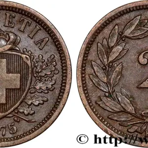 SUISSE 2 Centimes (Rappen) croix suisse 1875 Berne - B fwo_815919 Monde Acheter Direct