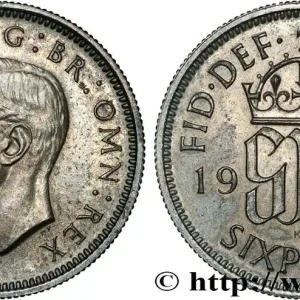 Top Qualité ROYAUME-UNI 6 Pence Georges VI 1937 fwo_852725 Monde