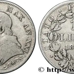 VATICAN ET ÉTATS PONTIFICAUX 1 Lira Pie IX type petit buste an XXI 1866 Rome fwo_865630 Monde Acheter En Ligne