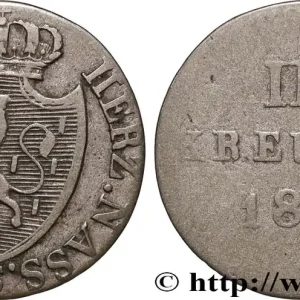 Retour Gratuit ALLEMAGNE - NASSAU 3 Kreuzer Grand-Duché de Nassau 1827 fwo_873814 Monde