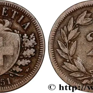 SUISSE 2 Centimes (Rappen) croix suisse 1851 Paris fwo_815803 Monde Prix Promo
