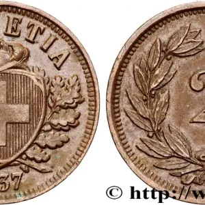 SUISSE 2 Centimes (Rappen) croix suisse 1937 Berne - B fwo_816160 Monde Bon Marché