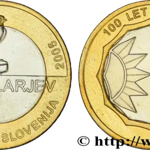 Certifié SLOVÉNIE 500 Tolarjev 100e anniversaire de la fondation de l’association slovène de Sokol : faucon / deux soleils 2005 fwo_837633 Monde