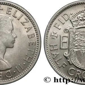 Top Qualité ROYAUME-UNI 1/2 Crown Élisabeth II 1957 fwo_847744 Monde