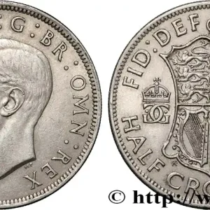 Top Qualité ROYAUME-UNI 1/2 Crown Georges VI 1948 fwo_852008 Monde